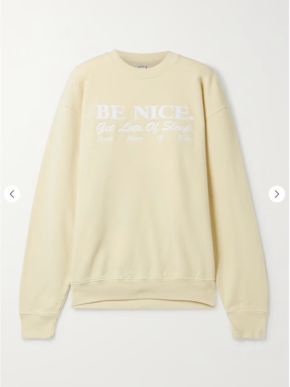 Sporty & Rich Be Nice Graphic Sweatshirt Cream Oversized Crewneck Size M - Picture 2 of 8
